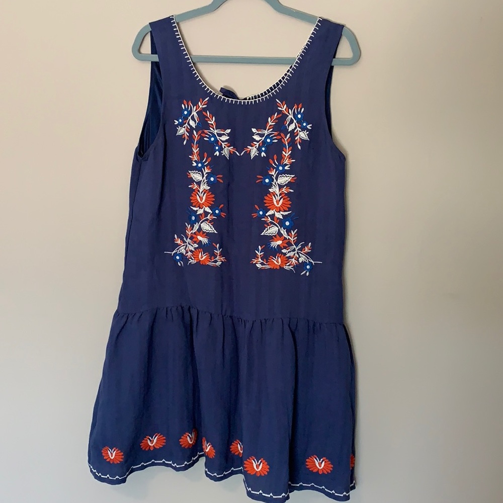 THML embroider print dress-L